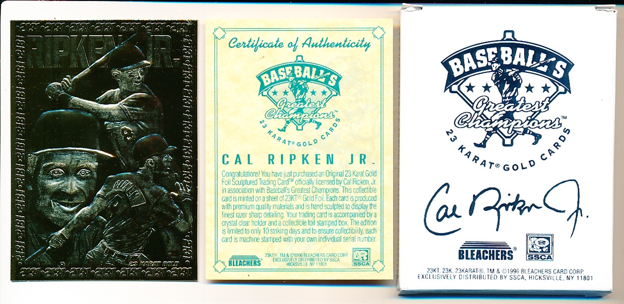 1996 Bleachers/ SSCA Cal Ripken Jr. 23Kt Gold Greatest Champions Card- #1928