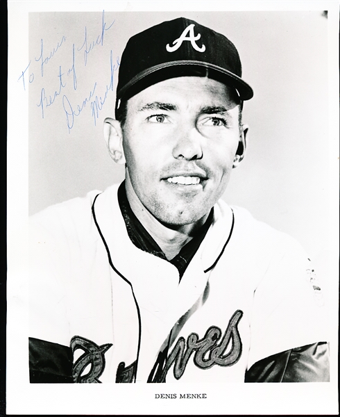 Autographed Denis Menke Atlanta Braves MLB B/W 8” x 10” Vintage Photo