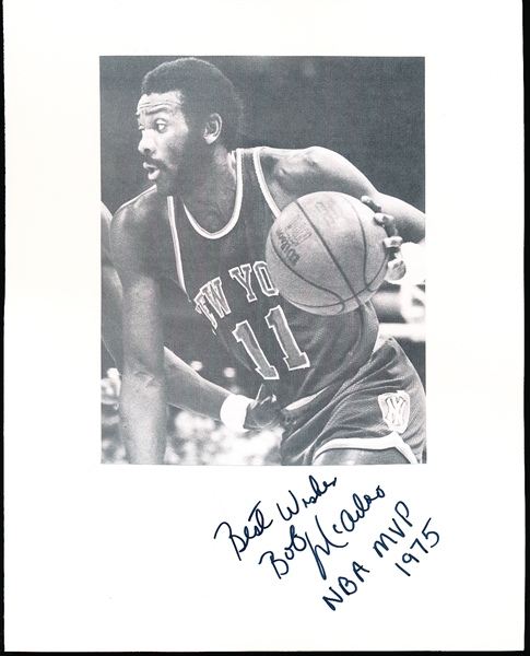 Autographed Bob McAdoo New York Knicks NBA 8” x 10” Backer Board with B/W Photo Attached