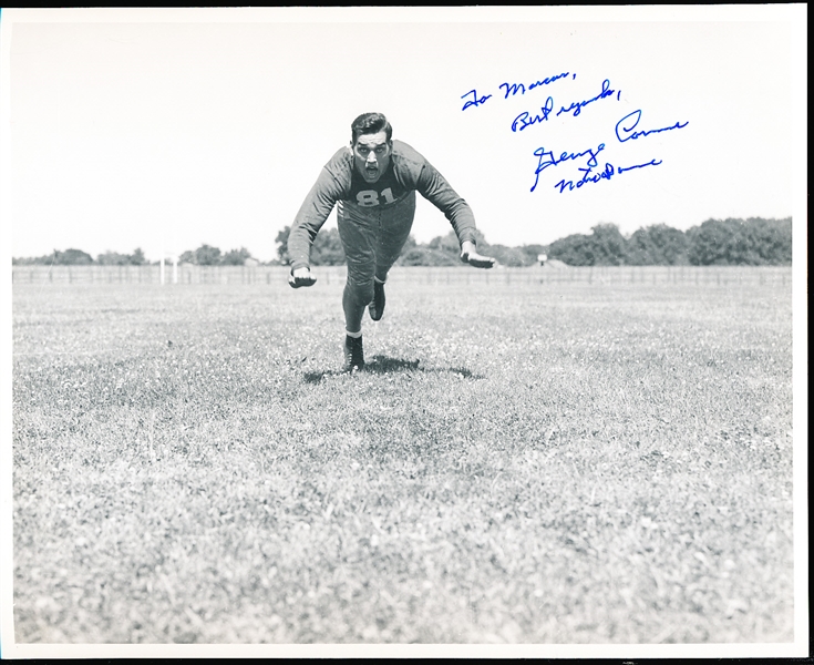 Autographed George Connor University of Notre Dame NCAA Ftbl. B/W 8” x 10” Photo