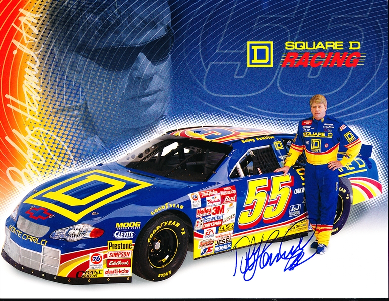 Autographed Bobby Hamilton NASCAR #55 Square D Car Color 8-½” x 11” Handout