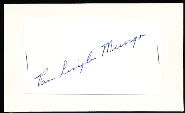 Autographed Van Lingle Mungo MLB Cut Signature Stapled to an Index Card