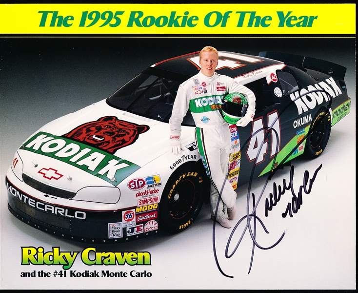 Autographed Ricky Craven #41 Kodiak Car Color 8” x 10” Handout