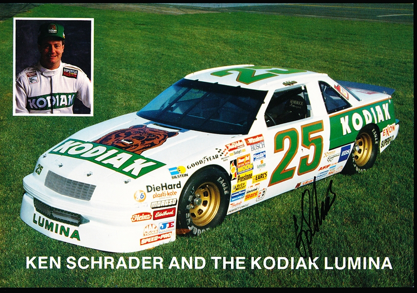 Autographed Ken Schrader NASCAR #25 Kodiak Car Color 6-½” x 9-½” Handout