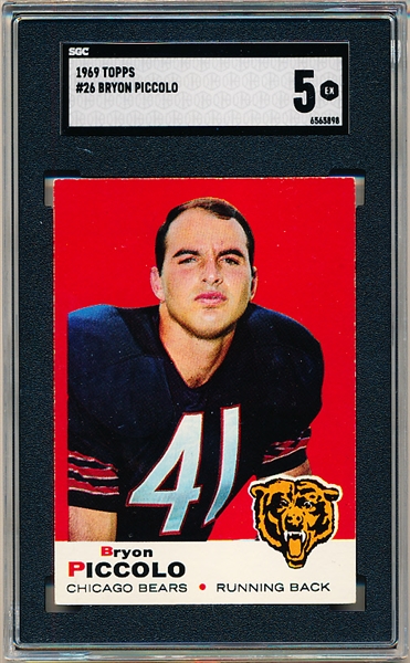 1969 Topps Football- #26 Bryon Piccolo, Bears- SGC 5 (Ex)