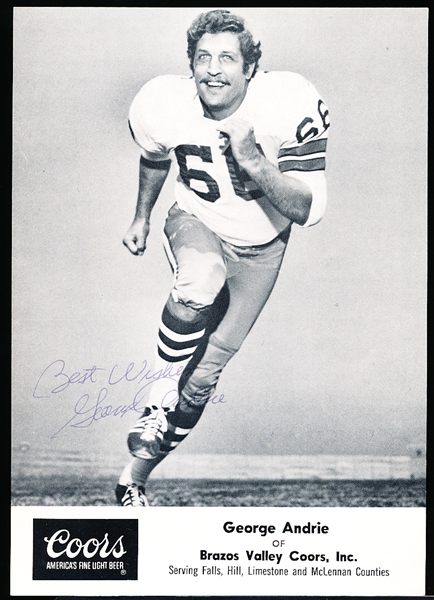 Autographed George Andrie Dallas Cowboys Brazos Valley Coors B/W 5” x 7” Photo