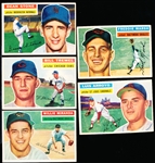 1956 Topps Baseball- 5 Diff- All white backs