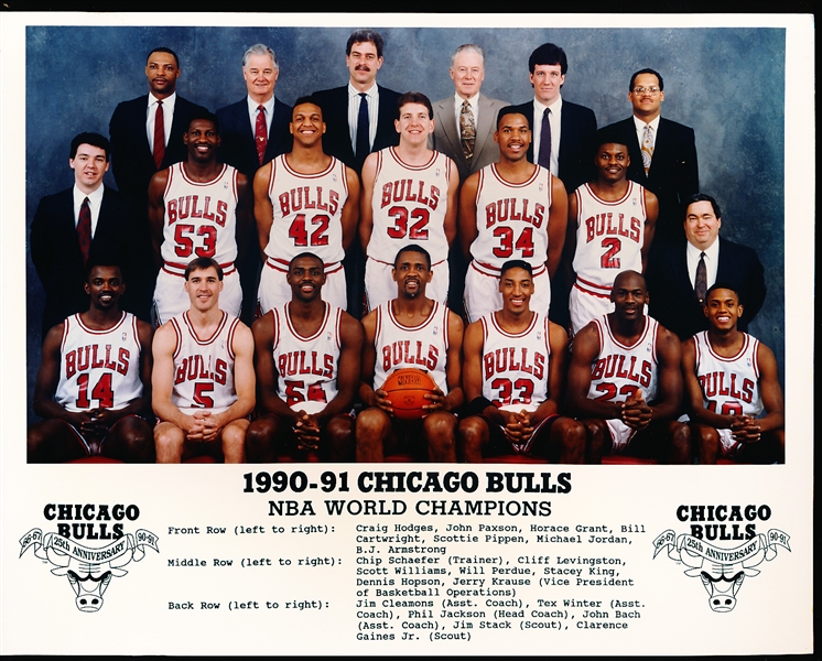 1990-91 Chicago Bulls NBA World Champions Color 8” x 10” Photo- Michael Jordan