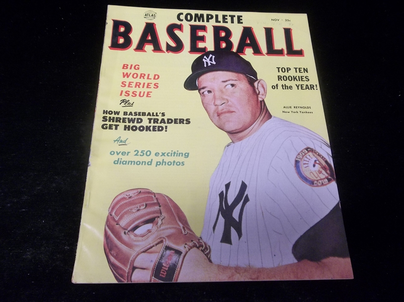 Nov. 1952 Complete Baseball Magazine- Allie Reynolds (Yankees) Cover