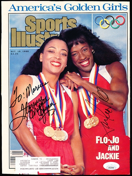 Autographed Florence Griffith Joyner and Jackie Joyner-Kersee October 10, 1988 Sports Illustrated- Cover Only- JSA Certified