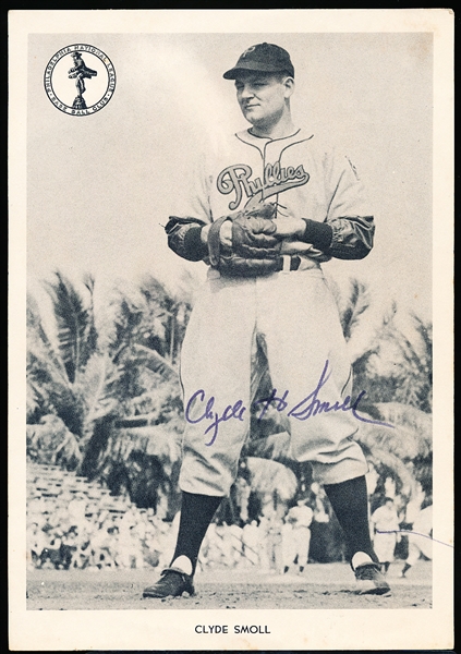 Autographed Clyde Smoll 1940 Philadelphia Phillies MLB B/W 5-7/8” x 8-½” Team Issued Photo