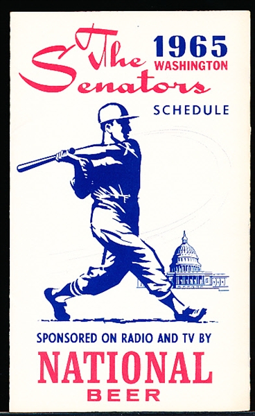 1965 Washington Senators MLB Pocket Schedule