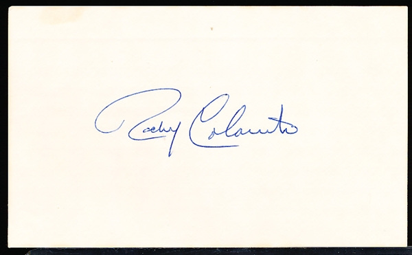 Autographed Rocky Colavito MLB Index Card