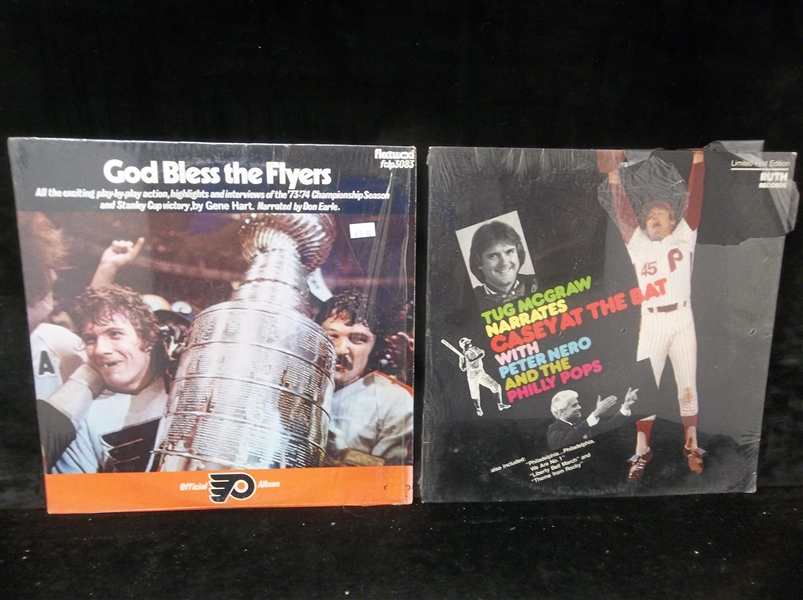 Two Diff. Large Vinyl Philadelphia Related Sports Records