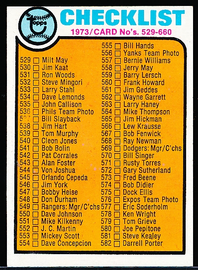 1973 Topps Bb- #588 Checklist- Hi#