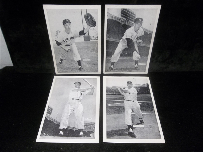 Mid-1950’s New York Yankees MLB B/W Approx. 6” x 8-7/8”- 4 Diff.