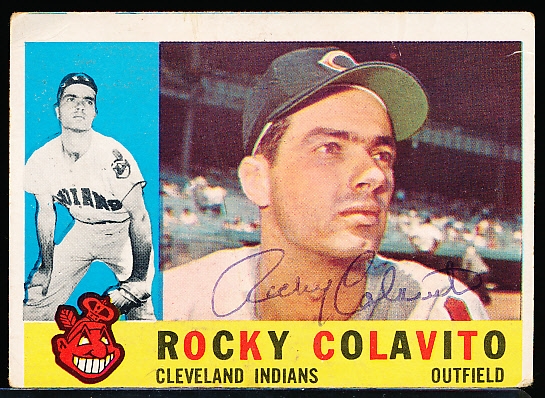 Autographed 1960 Topps Bsbl. #400 Rocky Colavito, Indians