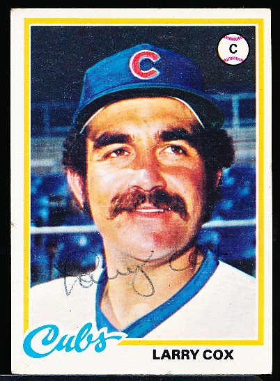 Autographed 1978 Topps Bsbl. #541 Larry Cox, Cubs