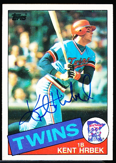 Autographed 1985 Topps Bsbl. #510 Kent Hrbek, Twins