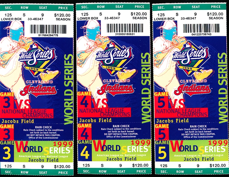 1999 Cleveland Indians World Series “Ghost Tickets”- Home Games 3-5