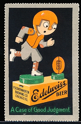 1940’s-50’s Edelweiss Beer Football Related 1-¾” x 2-¾” Sports Stamp