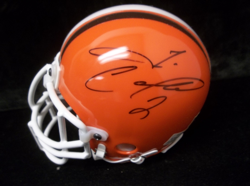 Autographed Darrin Chiaverini & Tim Couch Cleveland Browns NFL Mini-Helmet