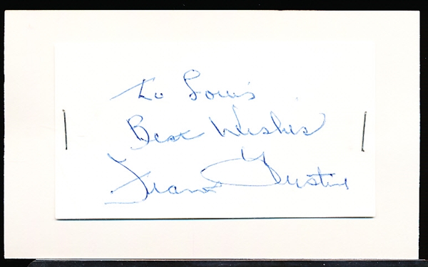 Autographed Frank Gustine MLB Cut Signature Stapled to an Index Card