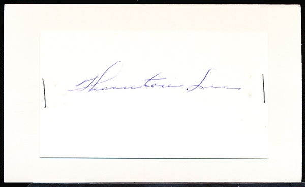 Autographed Thornton Lee MLB Cut Signature Stapled to an Index Card