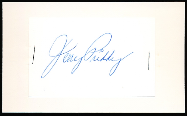 Autographed Jerry Priddy MLB Cut Signature Stapled to an Index Card