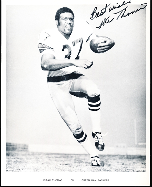 Autographed Ike Thomas Green Bay Packers NFL B/W 8” x 10” Thin Photo