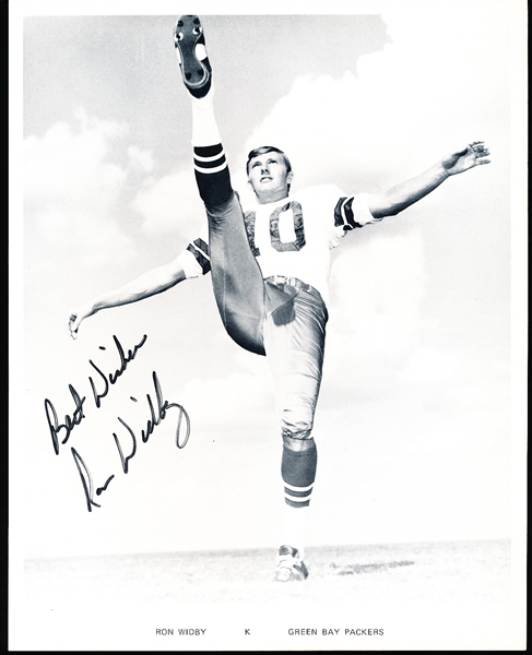 Autographed Ron Widby Green Bay Packers NFL B/W 8” x 10” Photo