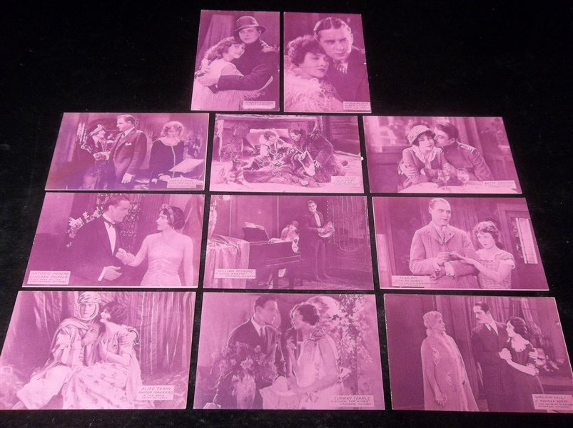 1920’s Pink Tint Postcard Backed Movie Exhibits- 11 Diff.