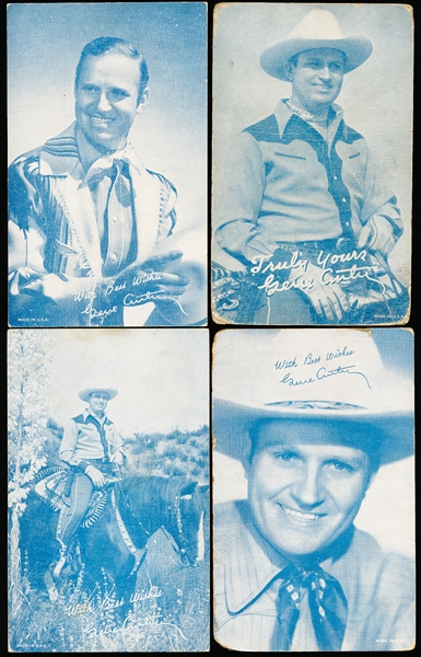 1940’s-50’s Gene Autry Blue Tint Salutation Exhibit Cards- 4 Diff.