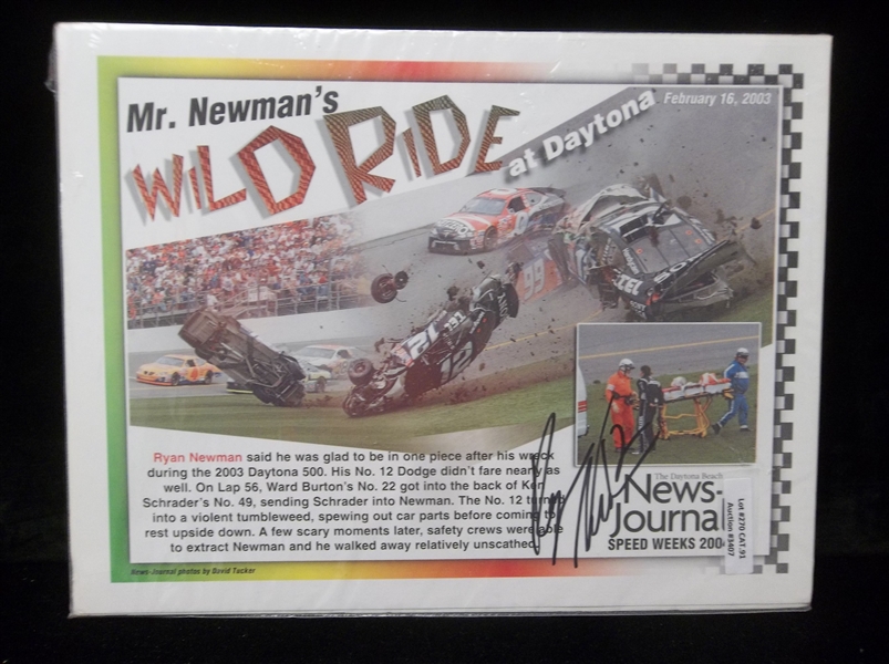 Autographed Ryan Newman 2003 Daytona Beach News-Journal 10" x 13" Handout