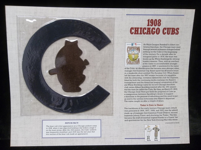 Willabee & Ward 1908 Chicago Cubs Patch