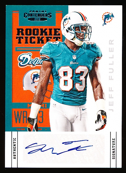 2012 Contenders Football- #146 Jeff Fuller, Dolphins- Certified Autograph- Left glove fully visible variation