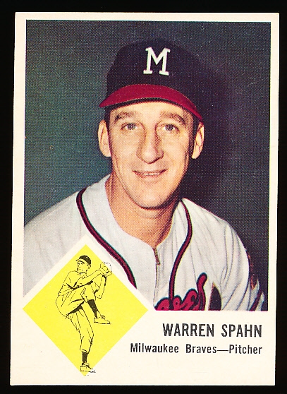 1963 Fleer Baseball- #45 Warren Spahn, Braves- ex 60/40- Hall of Famer!