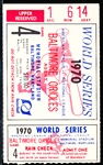 October 14, 1970 World Series MLB Ticket Stub- Cincinnati Reds @ Baltimore Orioles