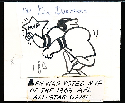 1971 Topps Football- Original Topps “Comic Artwork”- #180 Len Dawson