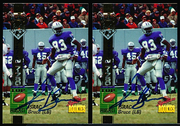 1994 Signature Rookies Football- #10 Isaac Bruce- 2 Certified Autographed Cards