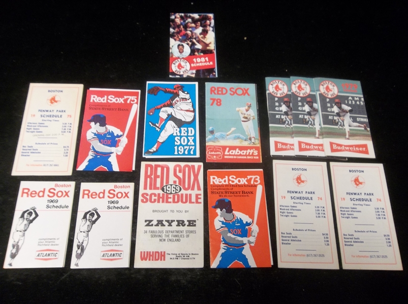 1969-’81 Boston Red Sox Pocket Schedules- 14 Asst.