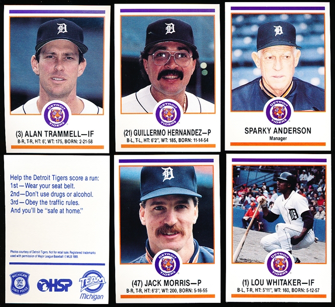 1989 Michigan State Police Detroit Tigers Complete Team Set of 14- 5 Sets