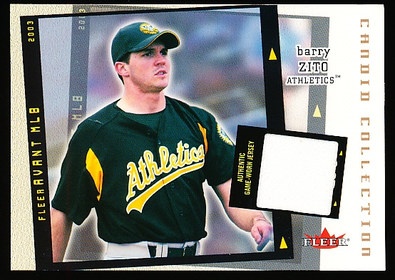 2003 Fleer Bb- “Candid Collection Jersey”- #CC-BZ Barry Zito, A’s