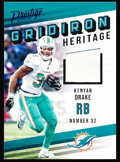 2019 Prestige Ftbl.- “Gridiron Heritage Jersey Xtra Points”- #GH-KD Kenyan Drake, Dolphins