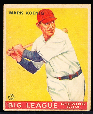 1933 Goudey Baseball- #39 Mark Koenig, Chicago Cubs