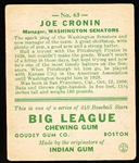 1933 Goudey Baseball- #63 Joe Cronin, Washington Senators