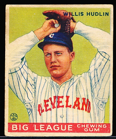 1933 Goudey Baseball- #96 Willis Hudlin, Cleveland Indians