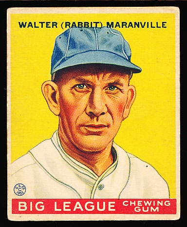 1933 Goudey Baseball- #117 Walter (Rabbit) Maranville, Boston Braves