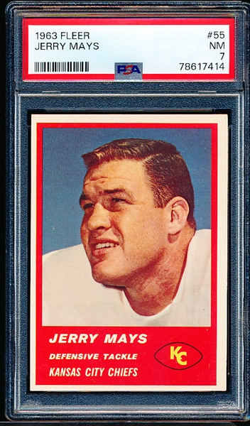 1963 Fleer Football- #55 Jerry Mays, KC Chiefs - PSA NM 7