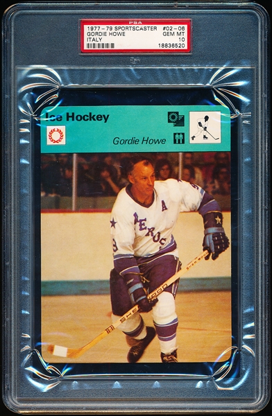 1977-79 Sportscaster Hockey Card- #02-06 Gordie Howe- PSA Gem Mint 10
